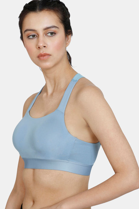 Zelocity High Impact Padded Quick Dry Sports Bra - Faded Denim — image 4